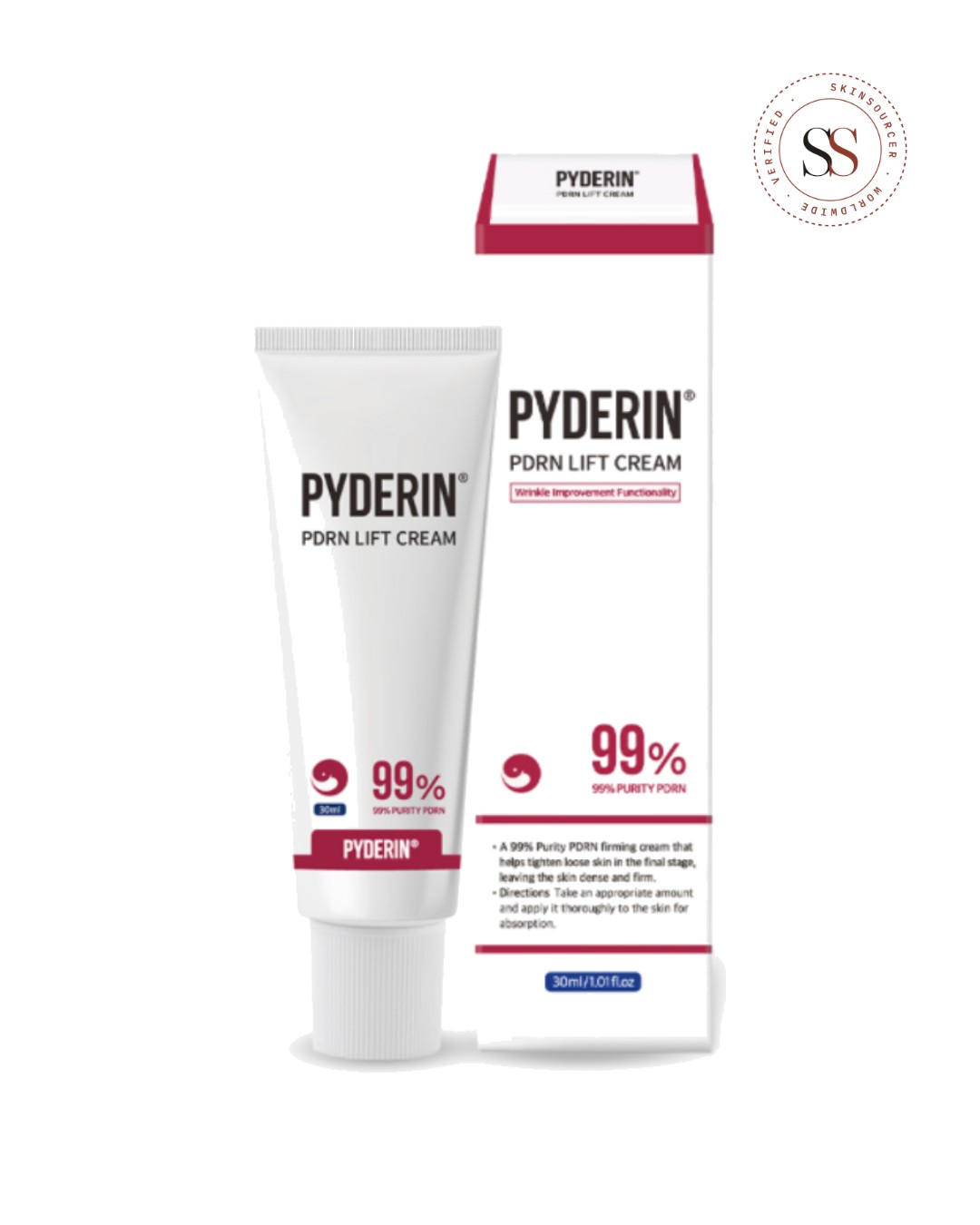 PYDERIN PDRN Lift Cream, 30ml, tube and carton as imported