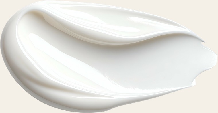 A swatch of the cream, drawn out to show its density