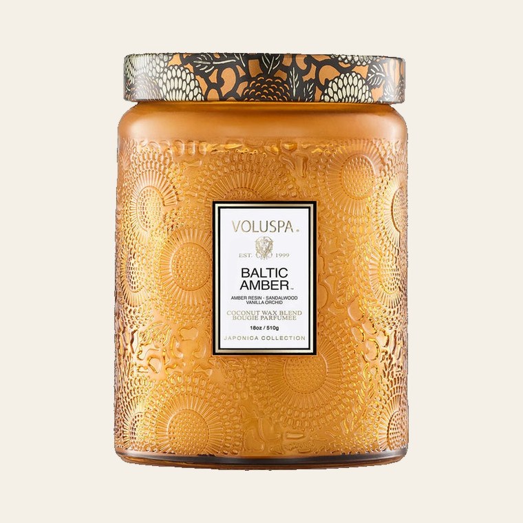 Voluspa Baltic Amber Embossed Jar Candle, 18 oz